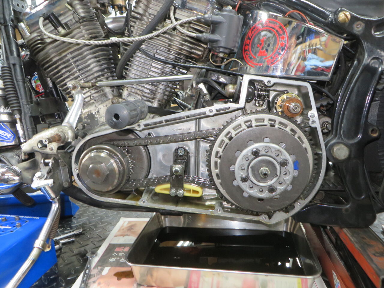 1988年式FLST エボソフでオープンベルトと4速クラッチ化