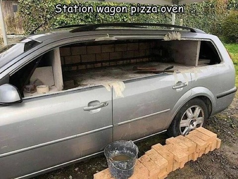 ステーションワゴンをピザ釜に改良ｗ！