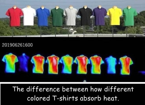どの色の服が最も熱を持つか！？実験画像