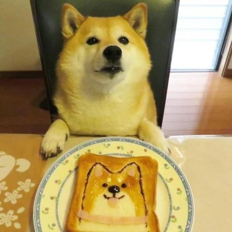 パンに僕の絵を描いてもらった