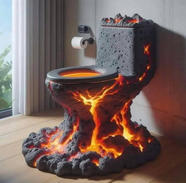 【画像】溶岩で出来た（様な）トイレ！！