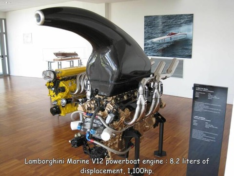 ランボルギーニのパワーボートのエンジンの大きさ
