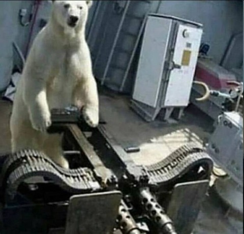 鬼に金棒ならぬシロクマに機関砲