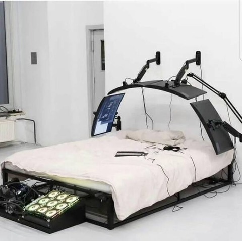 寝ながらワイド画面のアイデアベッド