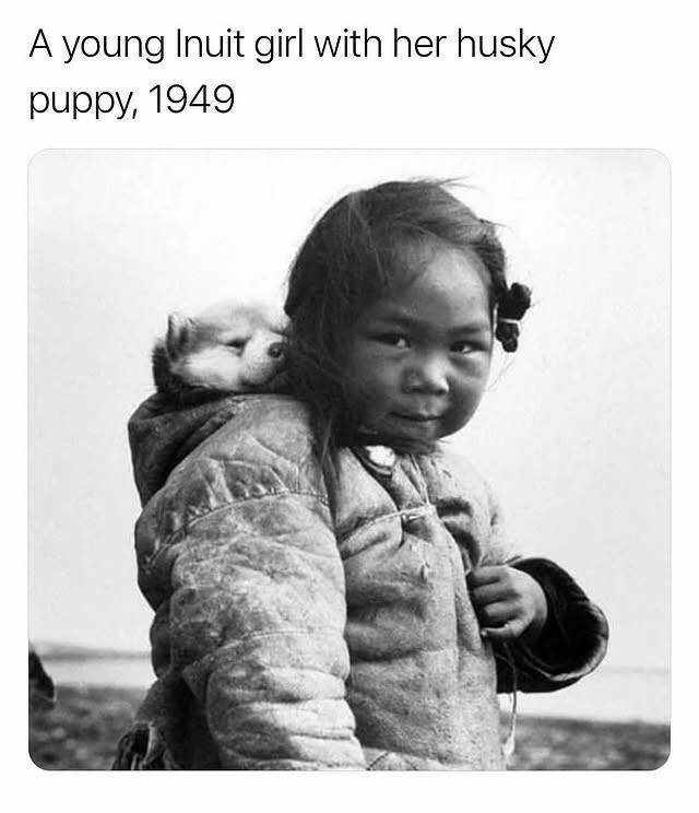 【画像】イヌイットの少女とハスキー犬の写真