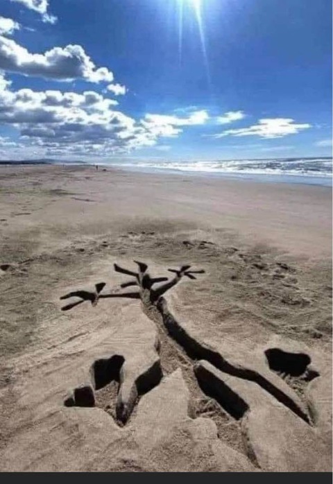 たぶんカートゥーンおキャラが落っこちた跡。