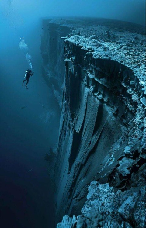 海中にある断崖絶壁の崖が怖い…。