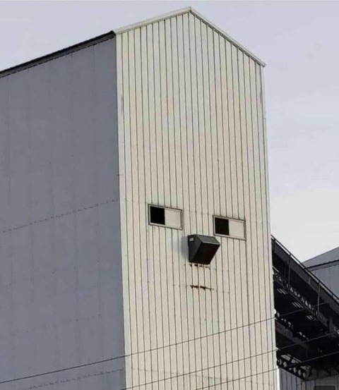 なんとも言えない表情の家が発見される…。