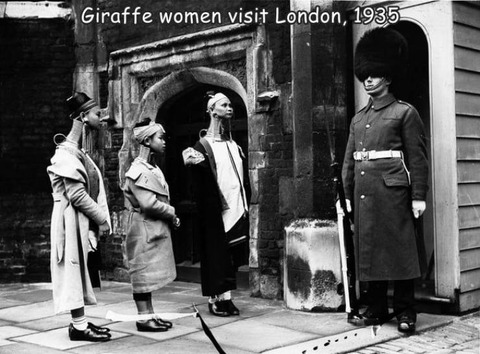 首長族の女性がロンドンに来た時の貴重な写真