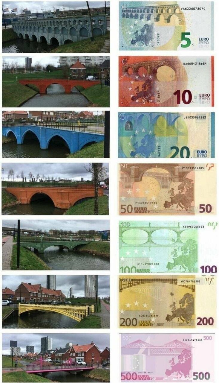 【画像】ユーロ紙幣の「橋」コレクション
