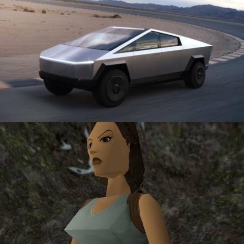 テスラの新型車がポリゴンのララ・クロフトみたい