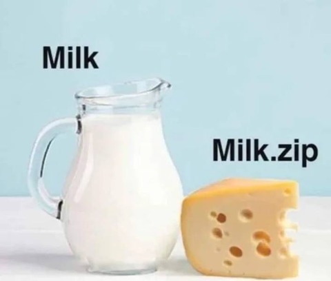牛乳をzipで圧縮すると当然こうなる