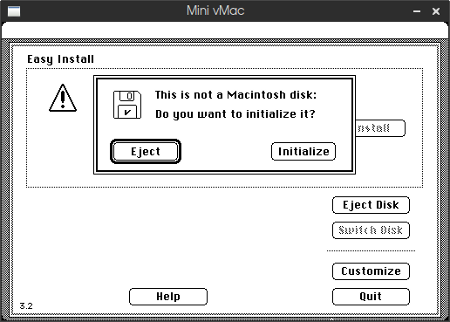 mini vmac 04 - initialize disk