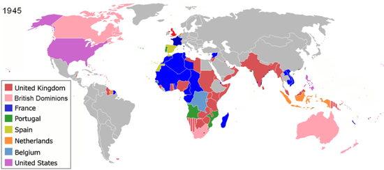 第二次世界大戦後の植民地地図