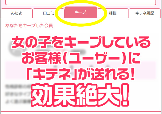 キープしているお客様にキテネが送れる!