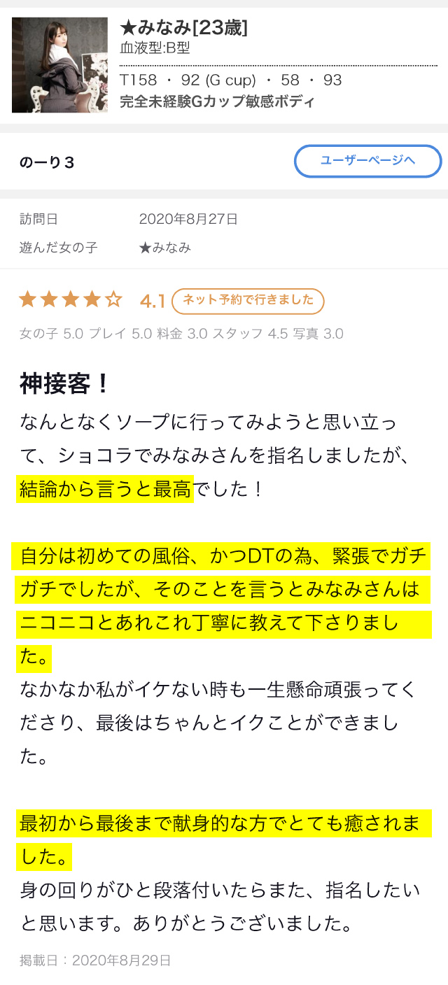 みなみさん 口コミ投稿