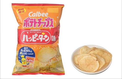 『カルビーポテトチップス　ハッピーターン味』が登場！！禁断の組み合わせやな…