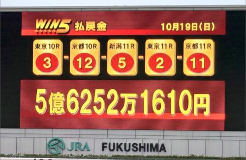 【競馬】WIN5史上最高配当が更新！！払戻金5億6252万1610円