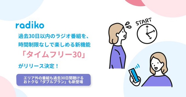【radiko】過去30日以内のラジオ番組が時間制限なしで楽しめる新サービス「タイムフリー30」が登場！！