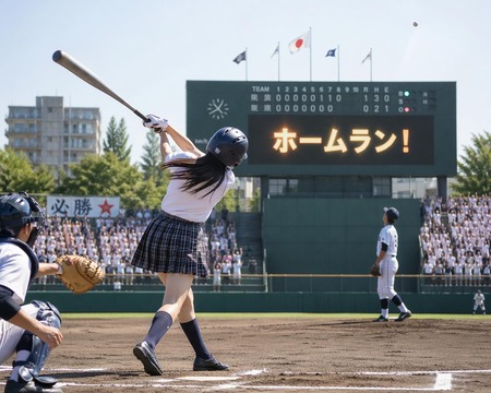 ワイ「チャッピー、ホームランを打つJKの画像を生成して」ChatGPT「……」