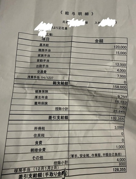 昔居た会社の給料明細晒すwwwwwwww