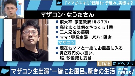 【悲報】急増するマザコン 東大卒33歳、母親と一緒にお風呂、他にも母親と一緒に風俗も…