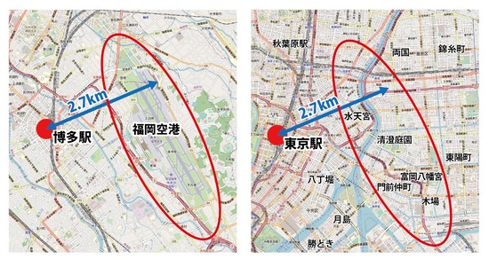 【画像】福岡空港の近さ、東京で表現したらガチでヤバいｗｗｗ