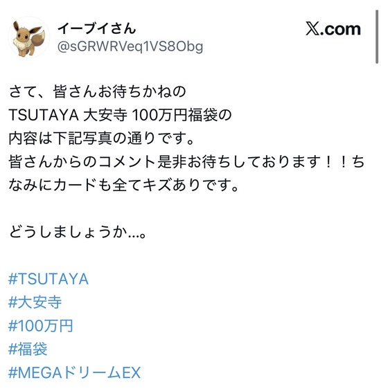 【画像】100万円の「ポケカ福袋」、その中身がとんでもなくて話題になるｗｗｗｗ