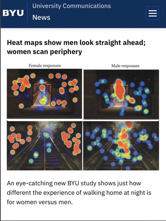 【画像】男女がどこを見て歩いているか、検証されてしまうｗｗｗ