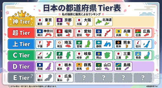 【画像】AIが作った「日本の都道府県」ランキングｗｗｗｗｗ