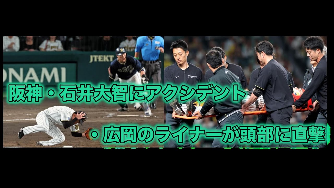 【瞬間動画】阪神・石井大智の緊急降板、頭部に衝撃、担架で運ばれる！