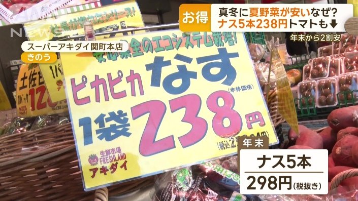 真冬に味わう夏野菜：ニンジンと夏野菜が安い理由