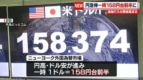 1ドル158円