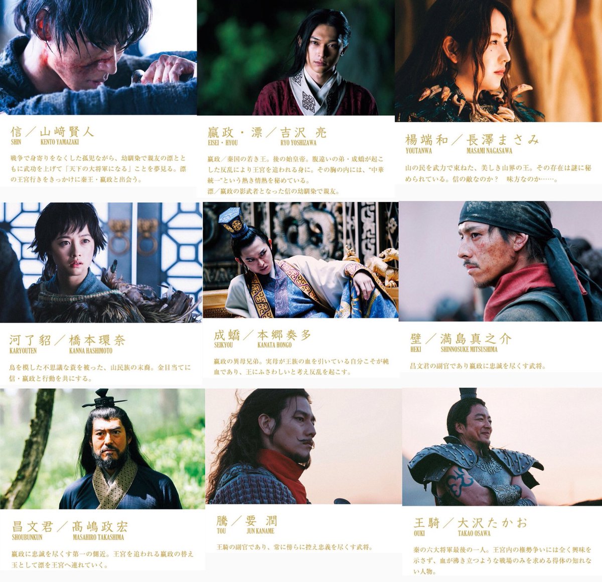 映画 漫画 実写映画 キングダム 主要キャスト9人発表 山崎賢人 吉沢亮 長澤まさみ 橋本環奈ら人気俳優集結 ニューストゥデイ 映画 漫画 実写映画 キングダム 主要キャスト9人発表 山崎賢人 吉沢亮 長澤まさみ 橋本環奈ら人気俳優集結 ニューストゥデイ