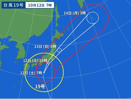 台風19号 午前8時の進路