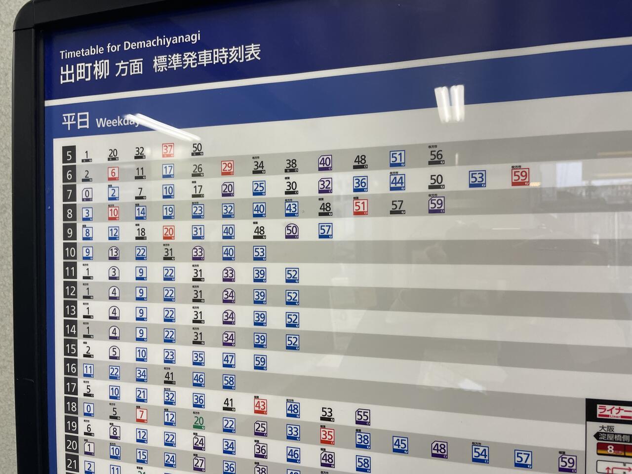 寝屋川市駅に平日出町柳方面で朝一番の電車は何時何分に来る？【ねやが