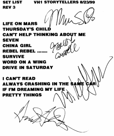 Storytellers Setlist