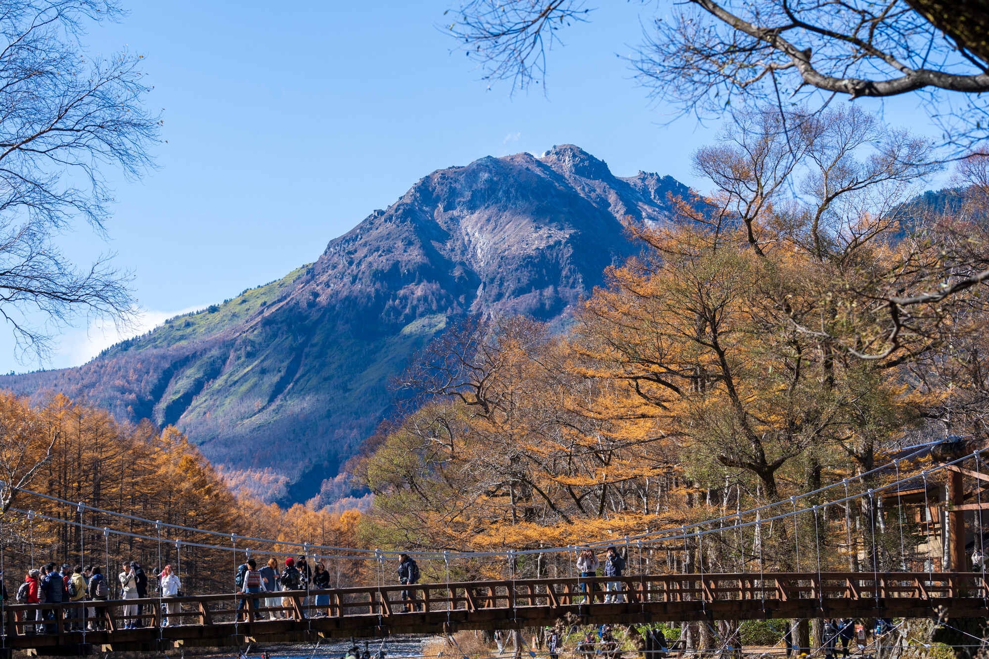 冬支度の上高地散策