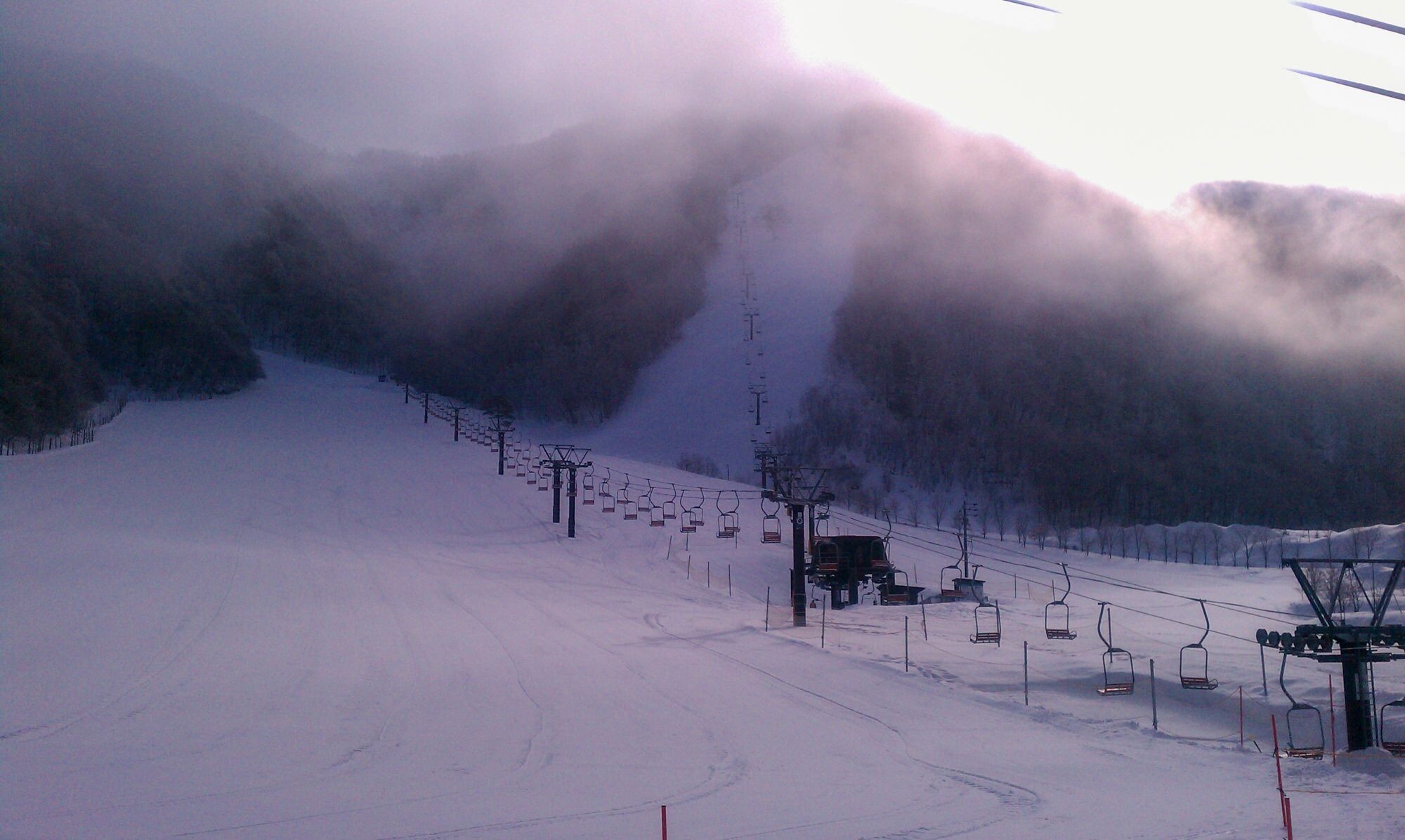 平湯温泉でスキー