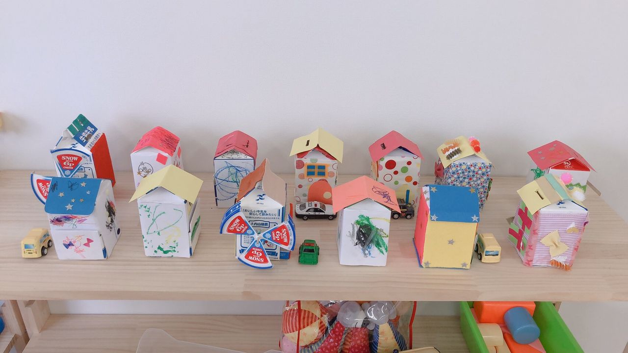 学校ひろばイベント 牛乳パックで貯金箱制作 笑顔のひろば Nico Blog