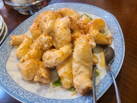 将龍のエビマヨと海老チャーハンと餃子♥️