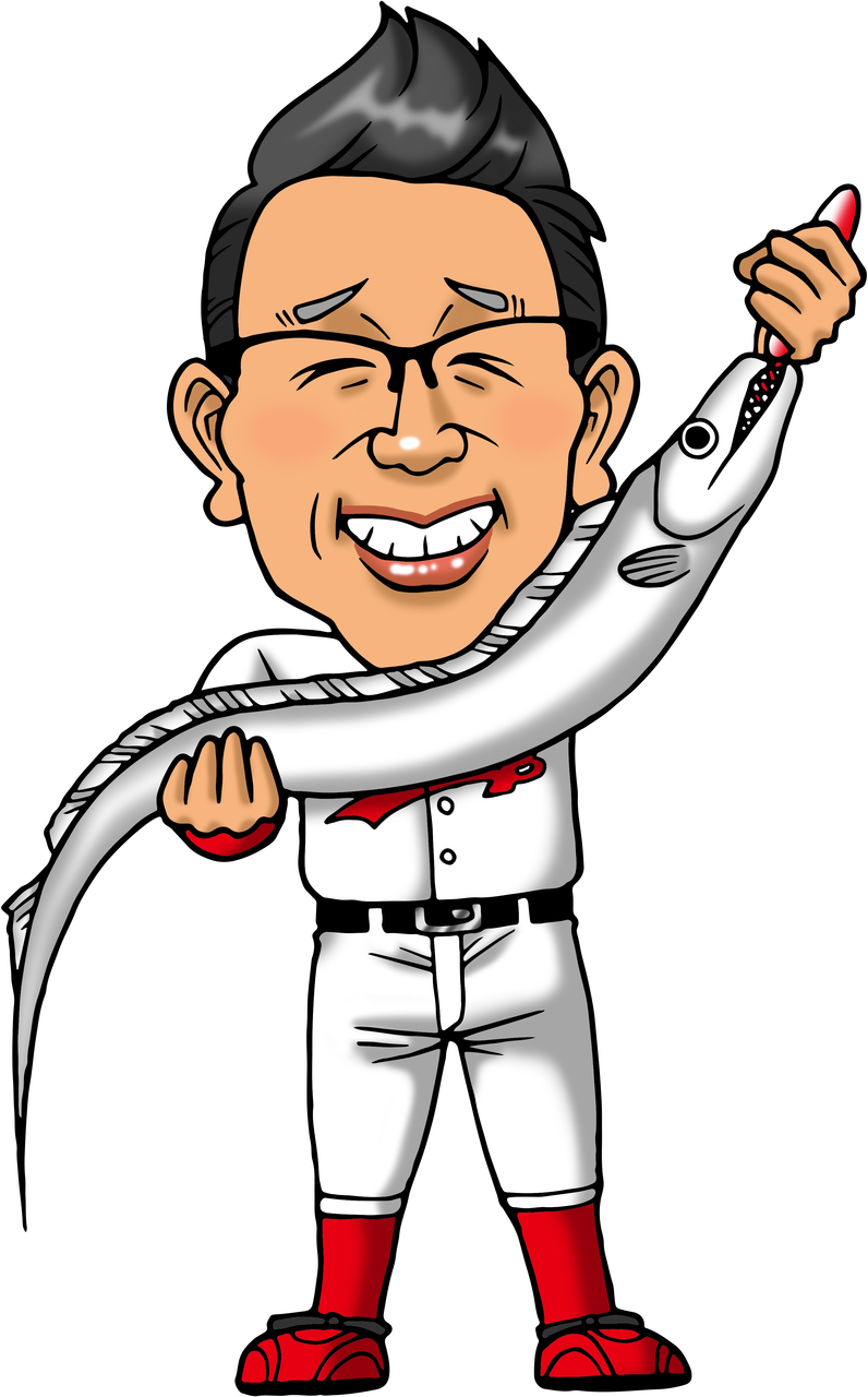 写真で制作 ネット注文で魚を持った広島カープファンの似顔絵を描きました 新型コロナで崖っぷちになった岩手の似顔絵屋さんの奮闘日記