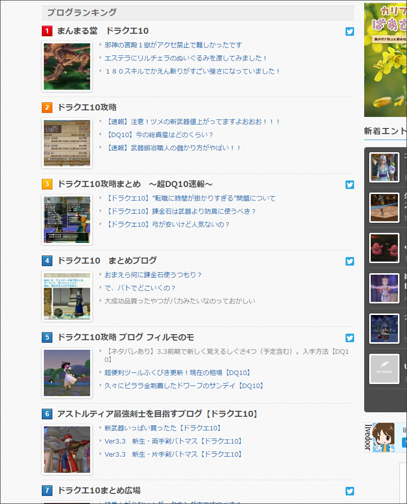 ライブドアブログランキングが純粋なアクセスランキング ドラクエ10攻略ブログ 大魔王からは逃げられない