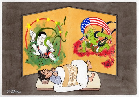 風神雷神図屛風２