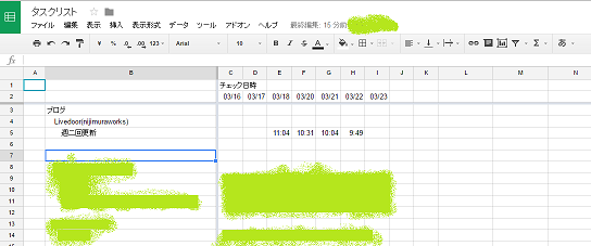 Googleドキュメントのスプレッドシートでタスクチェックリスト Nijimuraworksのblog