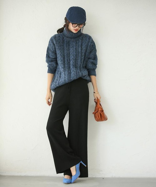 フルレングスニットワイドパンツ