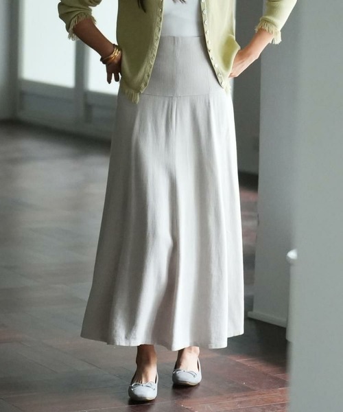 ハイウエストフレアシルエットロングスカート