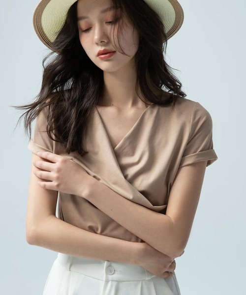 カシュクールネックTシャツカットソー