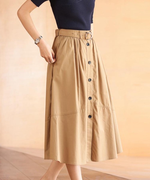 トレンチ風ラップフレアスカート