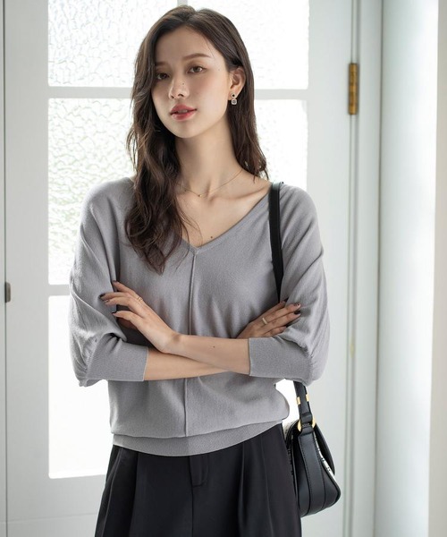 ドルマンスリーブサマーニットプルオーバー